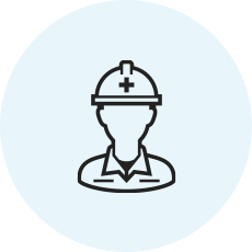 ヘルメットを着けた従業員のアイコン